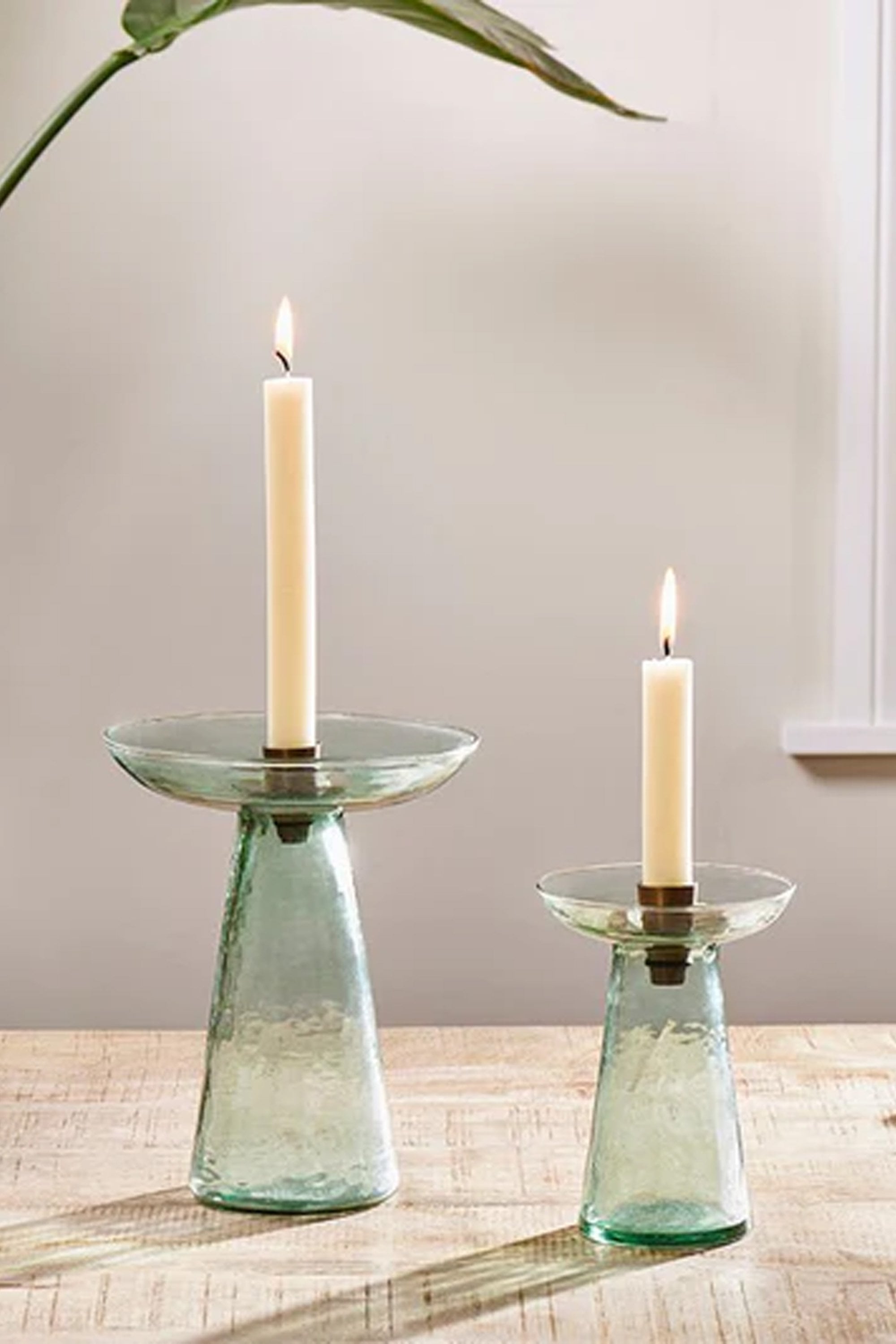 Recycled glass vases and candle holders