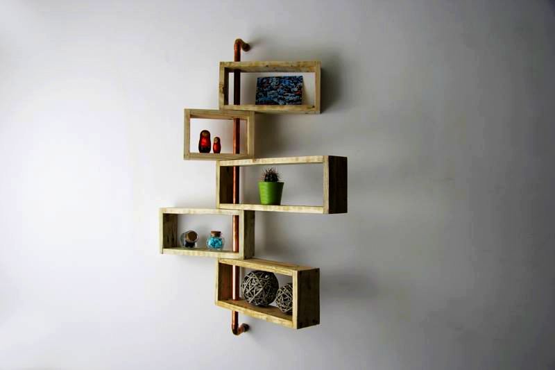 Upcycled wood wall art and shelving